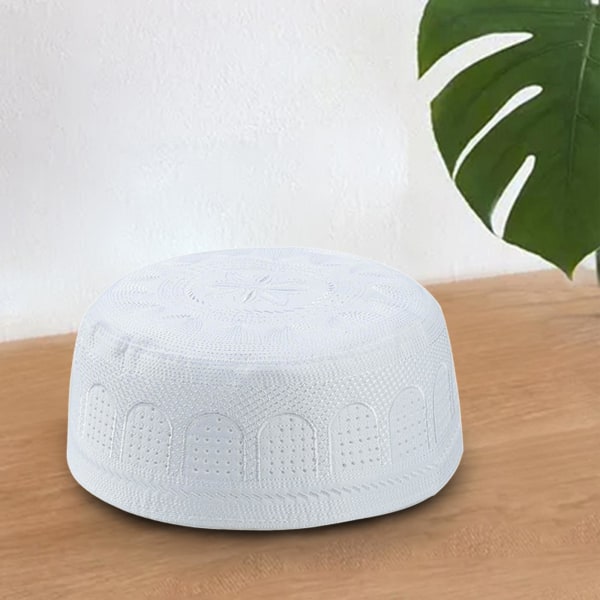 1/2 Prayer Hat Arabian Oman Turkish Headwear Broderi för White 58cm 1Set