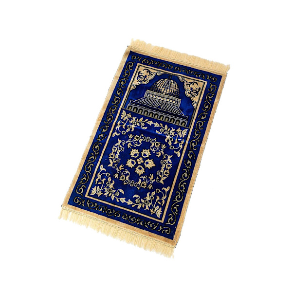 Muslimsk bönematta Eid Broderi Gobeläng Matta Halkfri matta Blue 110x70cm