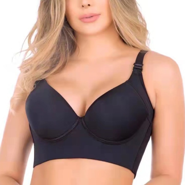 1/2/3 Dam Deep Cup BH Shapewear Ryggstängning Sexiga underkläder Black A 40 1 Pc