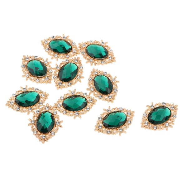 1/2/3/5 10 stycken Alloy Flatback Strass Knappar DIY Hantverk Green 3.3x2.5cm 1Set