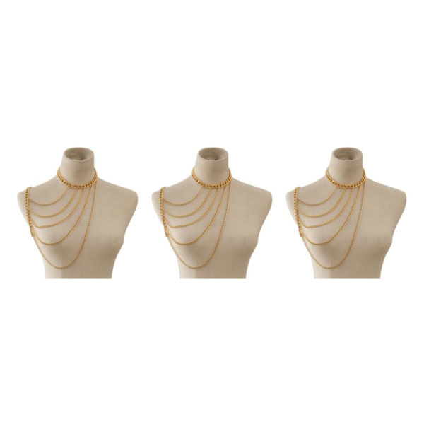 1/2/3/5 Body Chain Multi lager En Shoulder Smycken Tofsar Golden 3Set