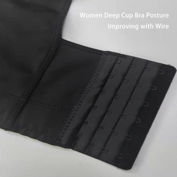 1/2/3 Dam Deep Cup BH Shapewear Ryggstängning Sexiga underkläder Black C 36 1 Pc