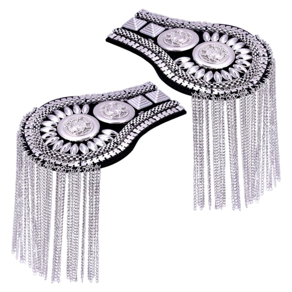 1/2/3/5 Epaulets tofs axelbrädor Legering för kläder Silver 6.7x11cm 1Set