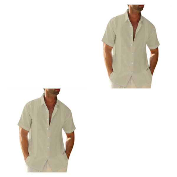 1/2 Resande Fotvandring Herr Button Down Skjorta Sommar Enkel Khaki XL 2PCS