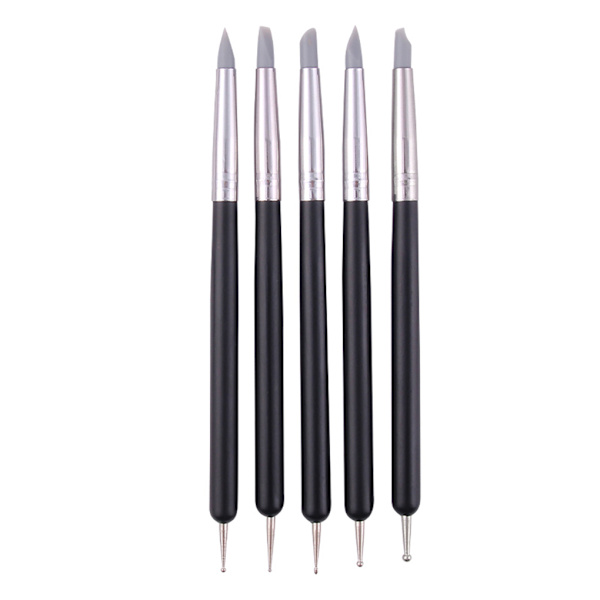 5 st/ set Dubbeländade Dotting Tools Set Wide Application black