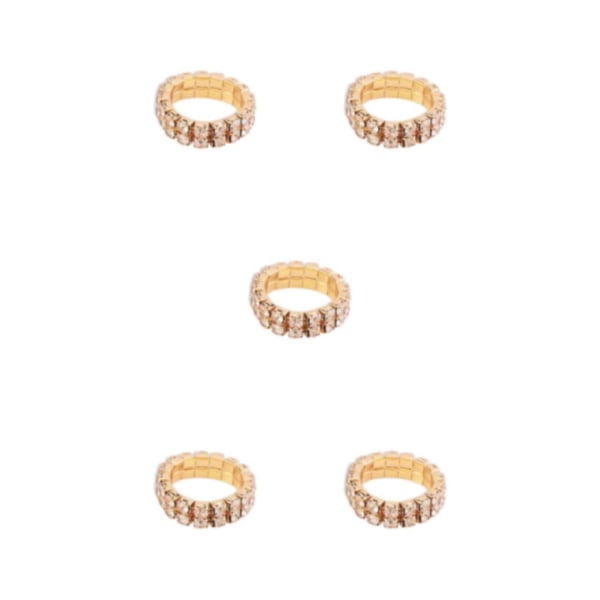 1/2/3/5 Stretch Crystal Ring Utsökt inläggning för Elegant golden 2 rows 5PCS