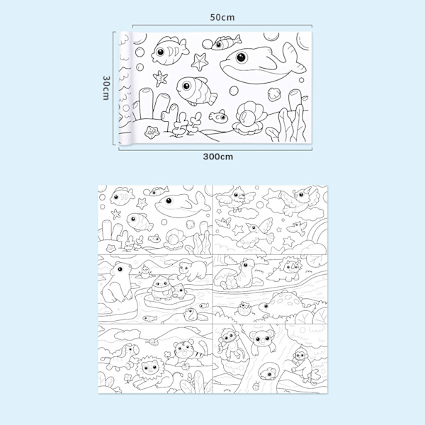1/2/3 färgpappersrulle Färgbar 30cmx300cm Rich Patterns DIY Animal 30 x 300cm 1Set