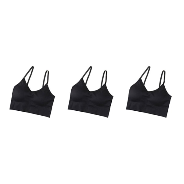 1/2/3/5 Dam Tank Crop Top BH Sexiga Underkläder Underkläder Bralette Black 3PCS