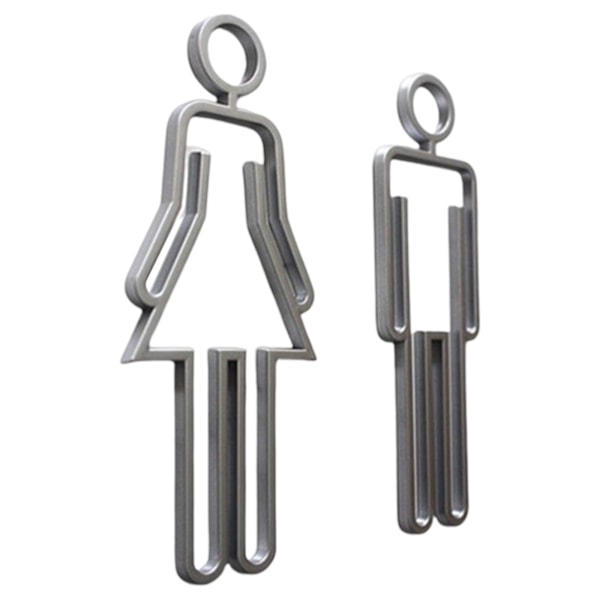 1/2/3 Män Kvinnor Toalettskylt Toalett Lätt Badrumsskylt Silver 1 Pc