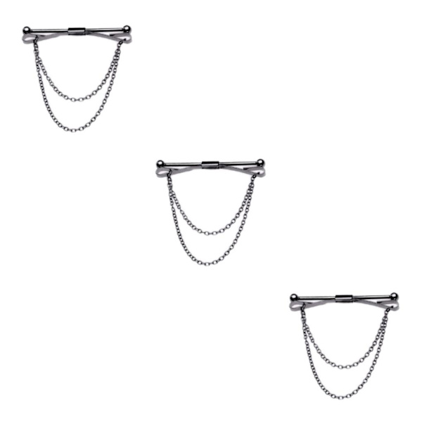 1/2/3/5 Mode mäns krage Bar Pin med kedja Cravat spännen 3Set