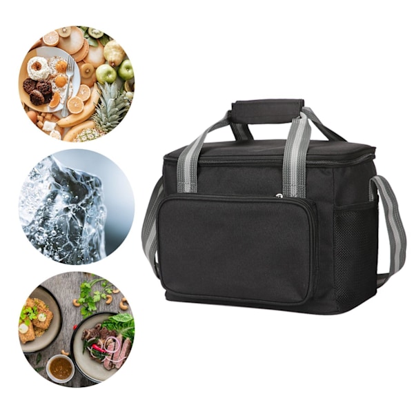 Lunch Vattentät Bag Tote Oxford Cloth Picknick Tote för Office Black