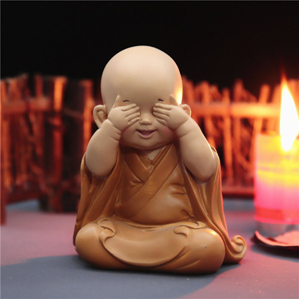 1/2/3 Söt Buddha Staty Monk Figurine Ornament Little för cover eyes height 10cm 1Set