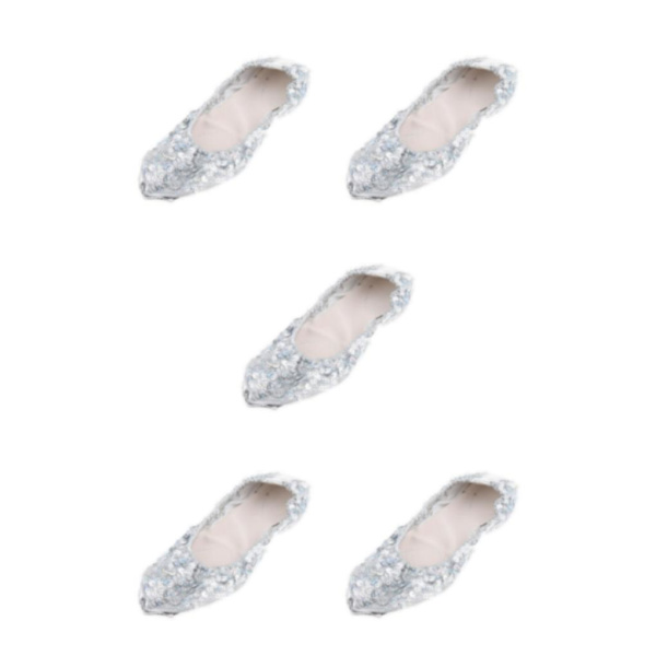 1/2/3/5 Kvinnor Tjej Magdansskor Non- För slip Soft Soles Silver M 5Set