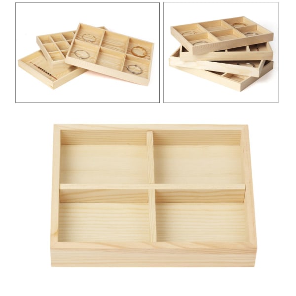 1/3/5 Smycken Display Fack Case Pärlor Hållare Ädelstensarmband 4 grids 7.87x5.91x1.38 Inch 1Set