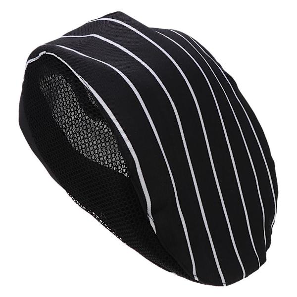 1/2 Kock Hatt Spis Cap Servitör Baker Head Wrap Restaurang Arbete White Stripe 56-60cm 1Set
