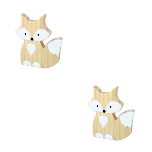 1/2/3 Trä För Fox Ornaments Dekor Väggkonst Dekoration White 12x15cm 2Set