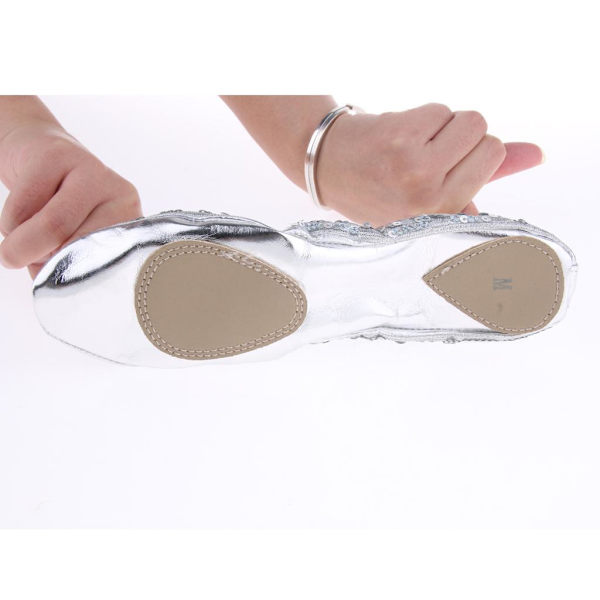 1/2/3/5 Kvinnor Tjej Magdansskor Non- För slip Soft Soles Silver S 1Set