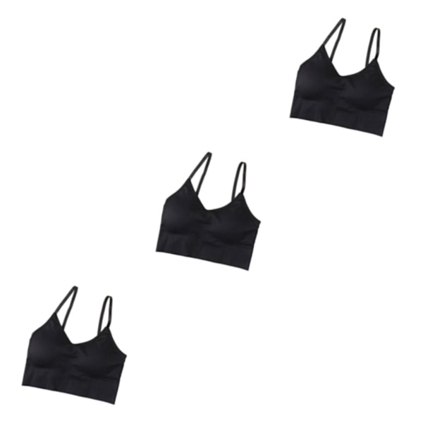 1/2/3/5 Dam Tank Crop Top BH Sexiga Underkläder Underkläder Bralette Black 3PCS