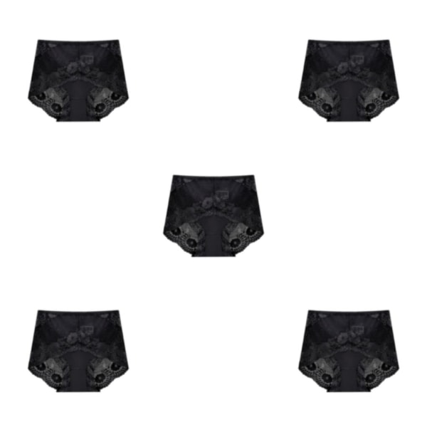 1/2/3/5 Summer Women Hollow Design Sexiga Underkläder Spets Mesh Black XXL 5PCS
