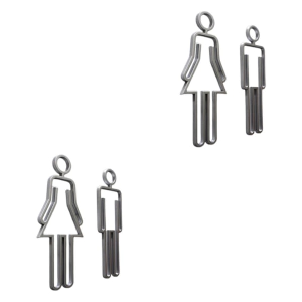 1/2/3 Män Kvinnor Toalettskylt Toalett Lätt Badrumsskylt Silver 2PCS