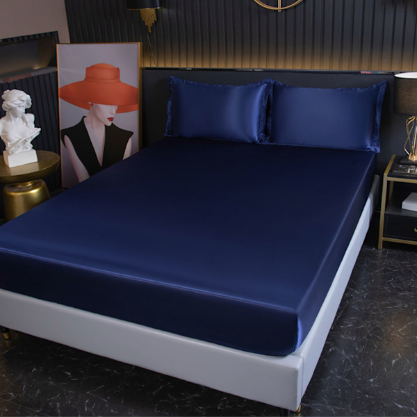 1/2 vattentät enfärgad madrassskyddsöverdrag cover Dark Blue 1Set