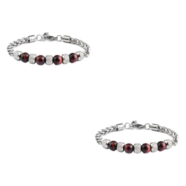 1/2/3/5 mångsidigt beaded kedja armband med fashionabla accenter Red tiger eyes 2Set