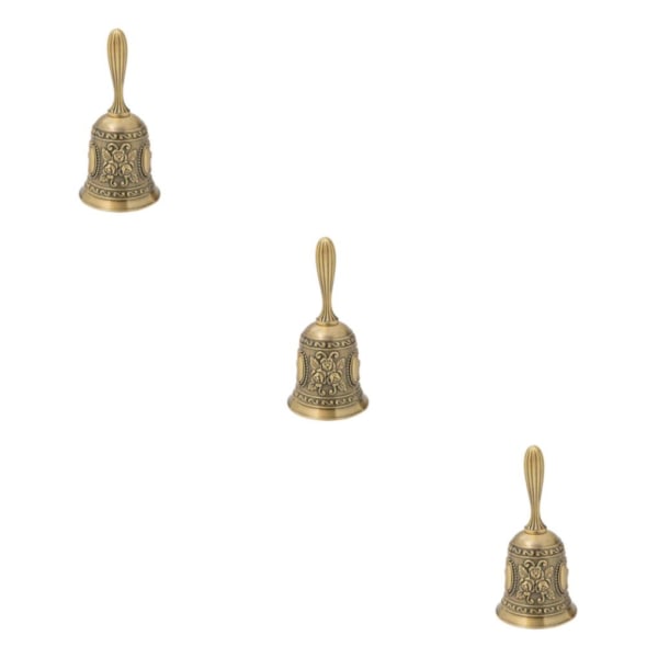 1/2/3 Handservice Ring Bell Desk Counter Reception Restaurant Antique Golden 5.5x5.5x11.3CM 3Set