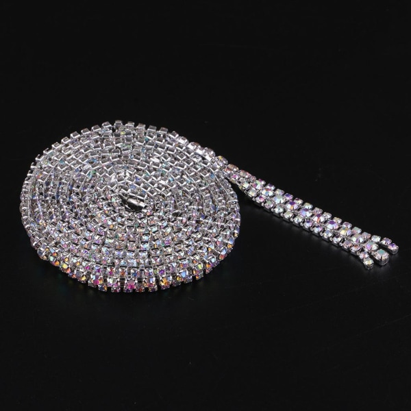 1/2/3 1 Yard Rhinestone Close Chain Trim för smycken hantverk Silver Coloured Diamond 1Set