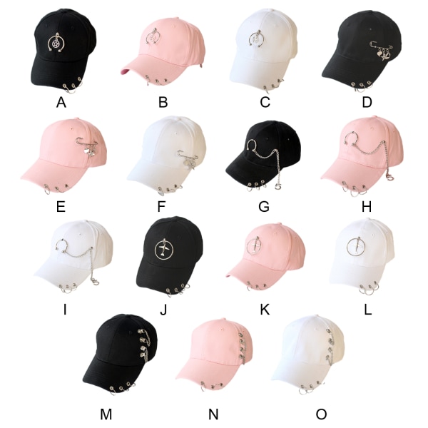 Baseballkeps i Hip Hop-stil i bomull med cap med ring-baseballdekor Pink