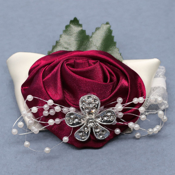 1/2/3/5 Tyg Elegant Handgjord Satin Rose Wrist Corsage För N10 Dousha Purple 5PCS