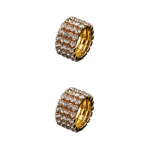 1/2/3/5 Stretch Crystal Ring Utsökt inläggning för Elegant golden 4 rows 2PCS