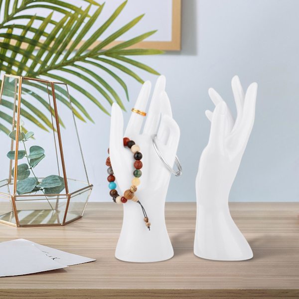1 par kvinnlig skyltdocka hand multifunktionell för fingerring White Height 8.46 Inch