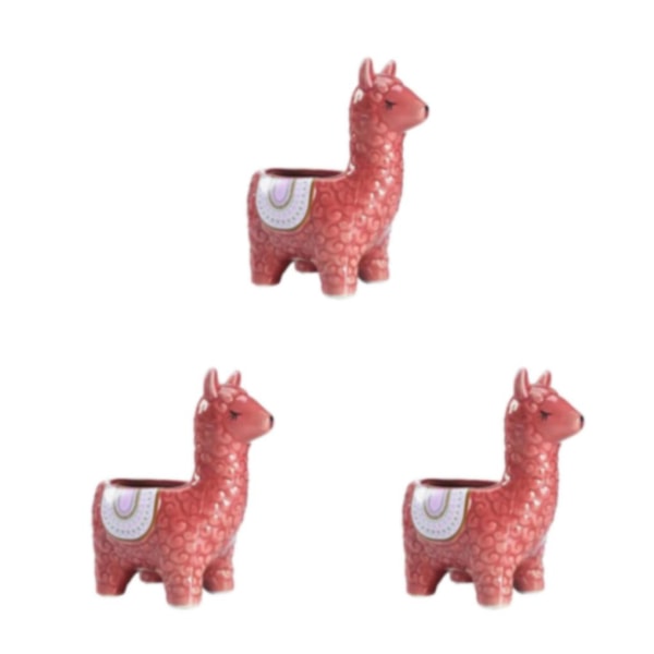 1/2/3 Animal Shape Krukor - Snygg hållbar keramisk blomväxt Alpaca red 3PCS