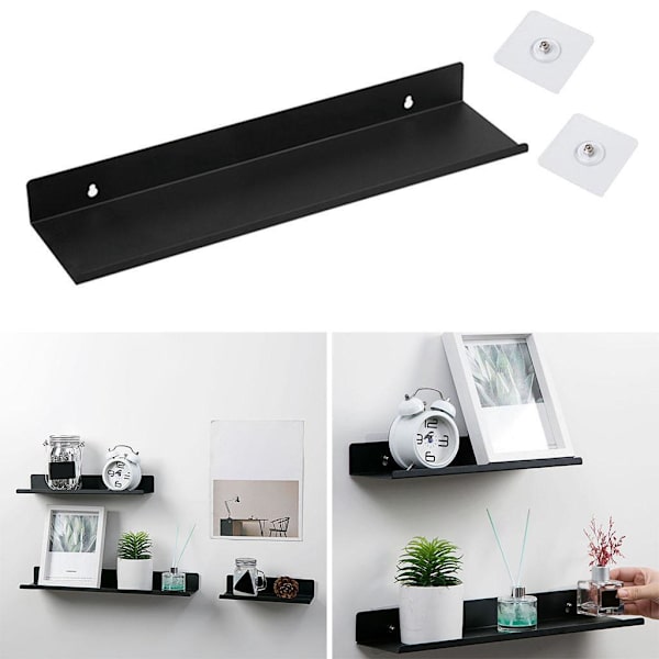 1/2/3 Skadefri För flytande väggmonterad hylla för hemmet Black L 1 Pc