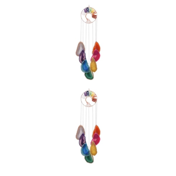 1/2/3/5 Wind Chime Crystal Agate Multicolor för inomhusbruk Slice 10cm 2Set