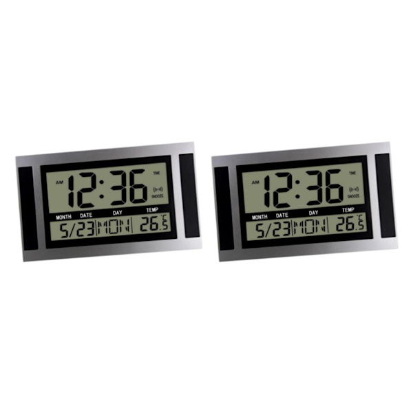 1/2 Digital Väckarklocka Nattställ Timer 12/24H Timing Vägg Silver Black 2PCS