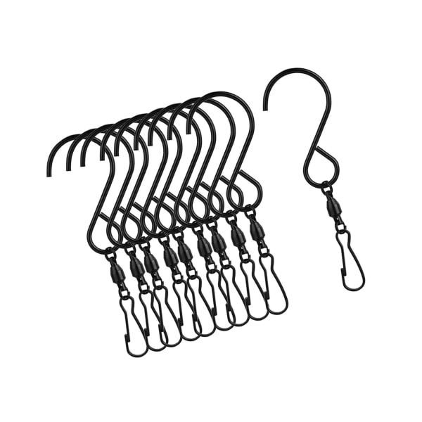 1/3/5 10x Swivel S Hooks Clips för upphängning av trädgårdsvindsnurror Black 3.5 Inch 5Set