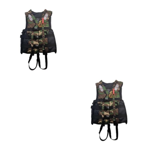 1/2/3 Vuxna Hjälpväst Kajak Ski Flytkraft Fiske Segel Vattensport Green Camouflage XXL 2PCS