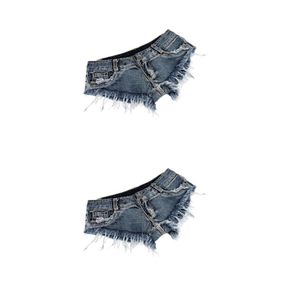 1/2 Kvinnor Slim Fit Low Waist Distressed Jeans Hot Micro Stretchy blue M 2Set