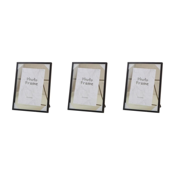 1/2/3 För Creative Nordic Metal Glas Photo Frame Crafts Home M Black 3Set