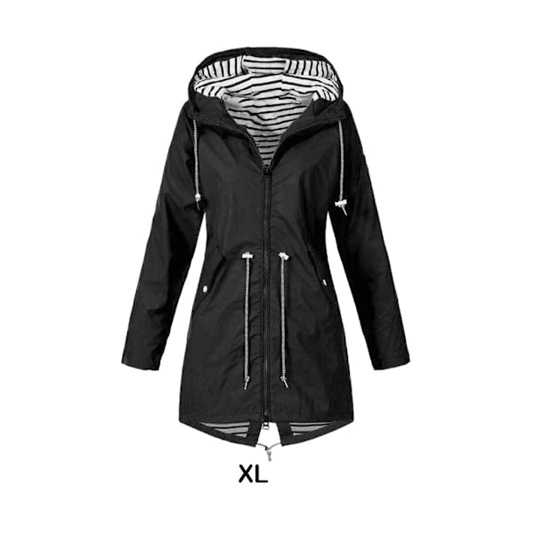 Polyester vattentät och vindtät damjacka för utomhusbruk black XL