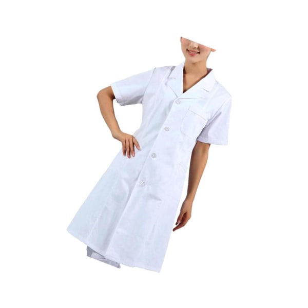1/2 Kvinnor Kortärmad Scrubs ab päls sjuksköterska Uniform White XXL 1Set