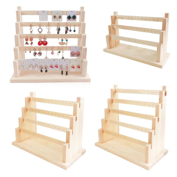 Örhängeställ Örhängehållare Displayställ Smyckesställ Wood 3 Tier