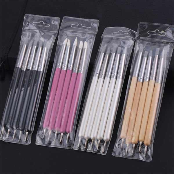 5 st/ set Dubbeländade Dotting Tools Set Wide Application burlywood