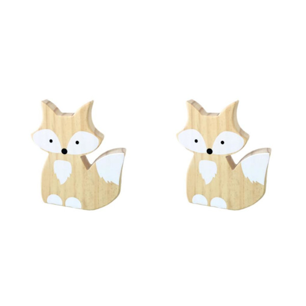 1/2/3 Trä För Fox Ornaments Dekor Väggkonst Dekoration White 12x15cm 2Set