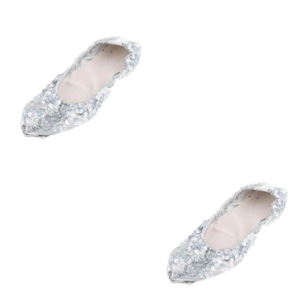 1/2/3/5 Kvinnor Tjej Magdansskor Non- För slip Soft Soles Silver XL 2Set