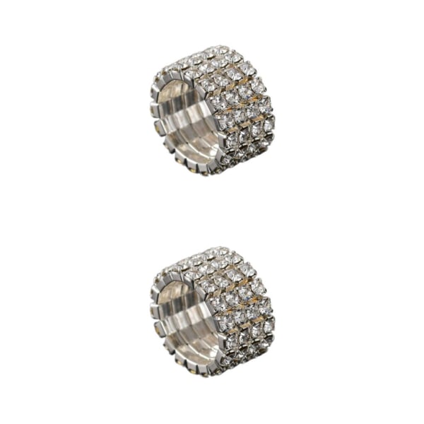 1/2/3/5 Stretch Crystal Ring Utsökt inläggning för Elegant silver 4 rows 2PCS