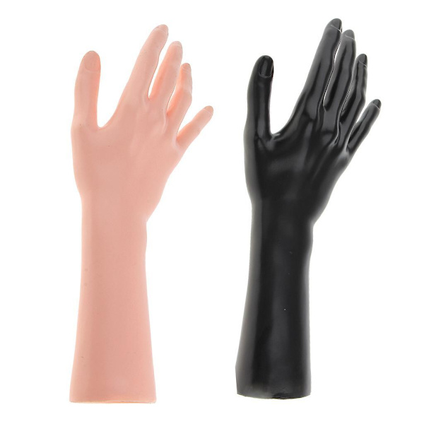 1/2 kvinnlig skyltdocka höger hand för smycken armband Ring handske Black 1Set