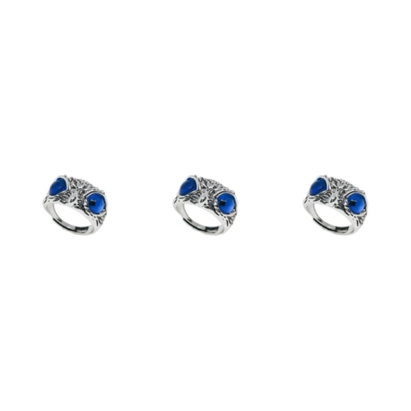 3/5 Rostsäker Eye Owl Ring Legering tillverkad och justerbar storlek Eye Dark Blue 3Set