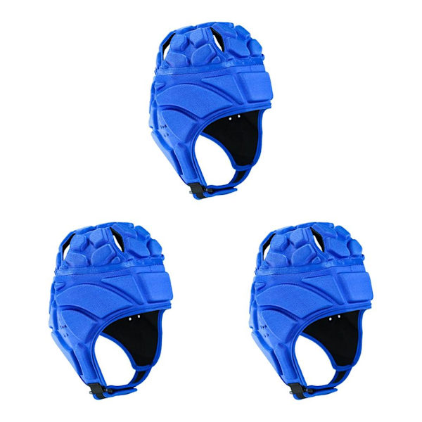 1/2/3 Rugby Huvudbonad crum Cap Hockey Head Protector Protect Hat Blue S 3PCS